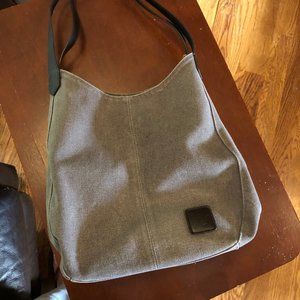Dark grey canvas hobo bag with 2 straps